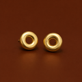Chọ Studs gold stud earrings on rust background – round stud earrings, circle stud earrings, donut earrings stud earrings, waterproof gold earrings, earrings that don't tarnish