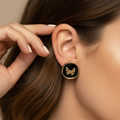 Kora Studs black enamel butterfly earrings with gold butterfly motif – best earrings for sensitive ears, waterproof and tarnish-free stud earrings
