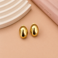 Riana Studs polished gold oval dome stud earrings with high-mirror finish – hypoallergenic tarnish-free stainless steel modern gold stud earrings